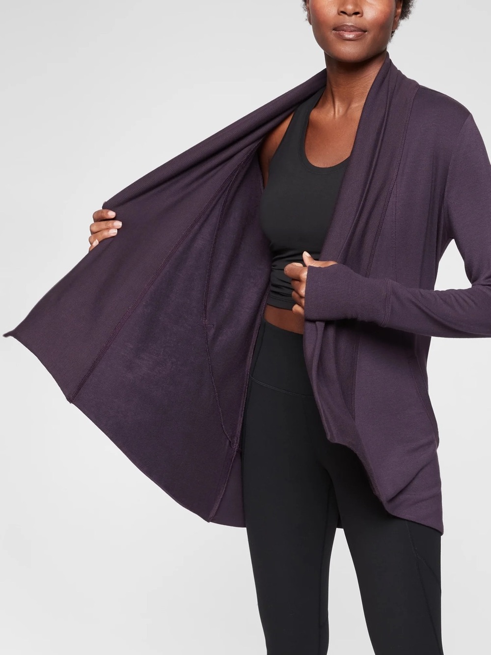 NEW Athleta Pranayama Wrap Purple Soft Stretch Cardigan Yoga Purple Medium